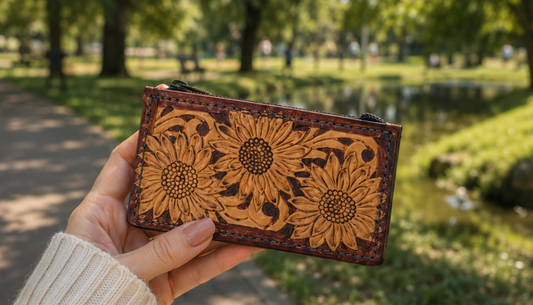 Women's Leather Wallet with Interlaced Pattern