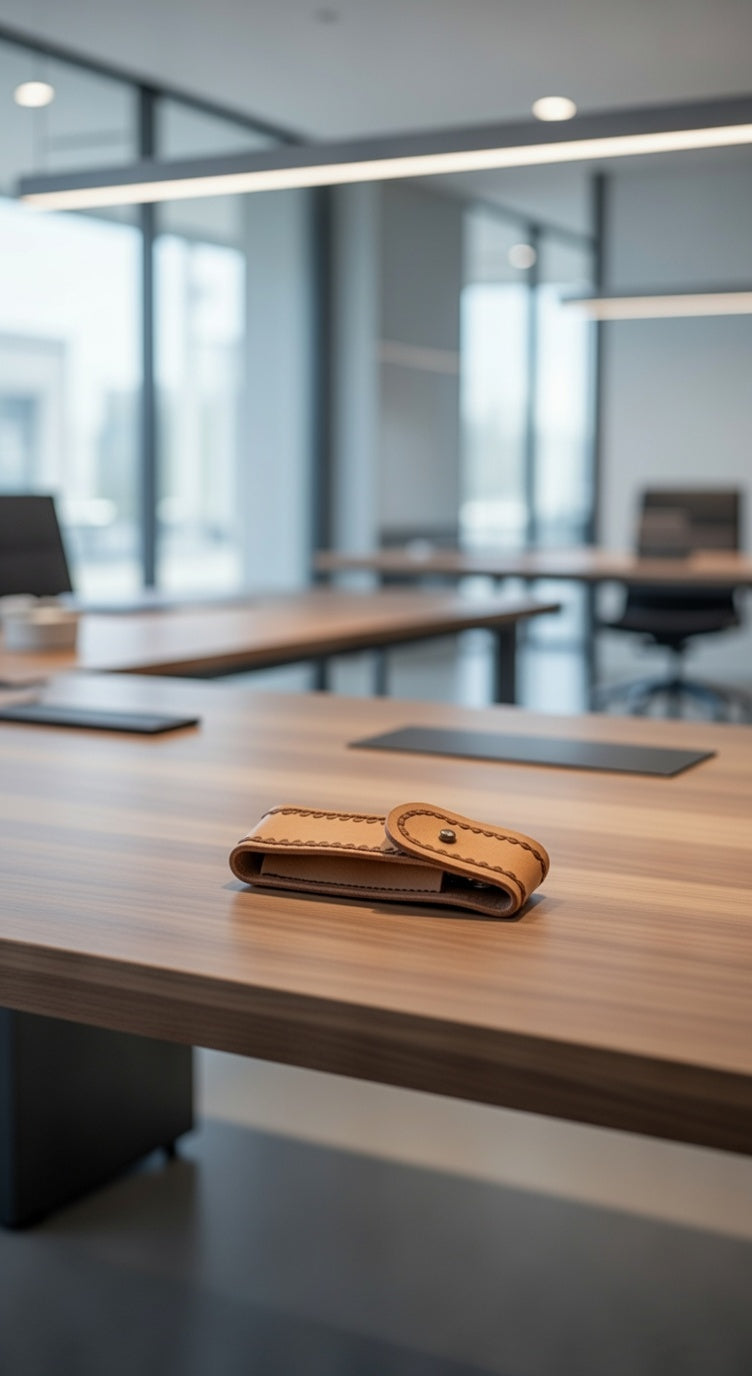 Estojo de Canetas em Couro com Padrão Floral Artesanal – Feito à Mão