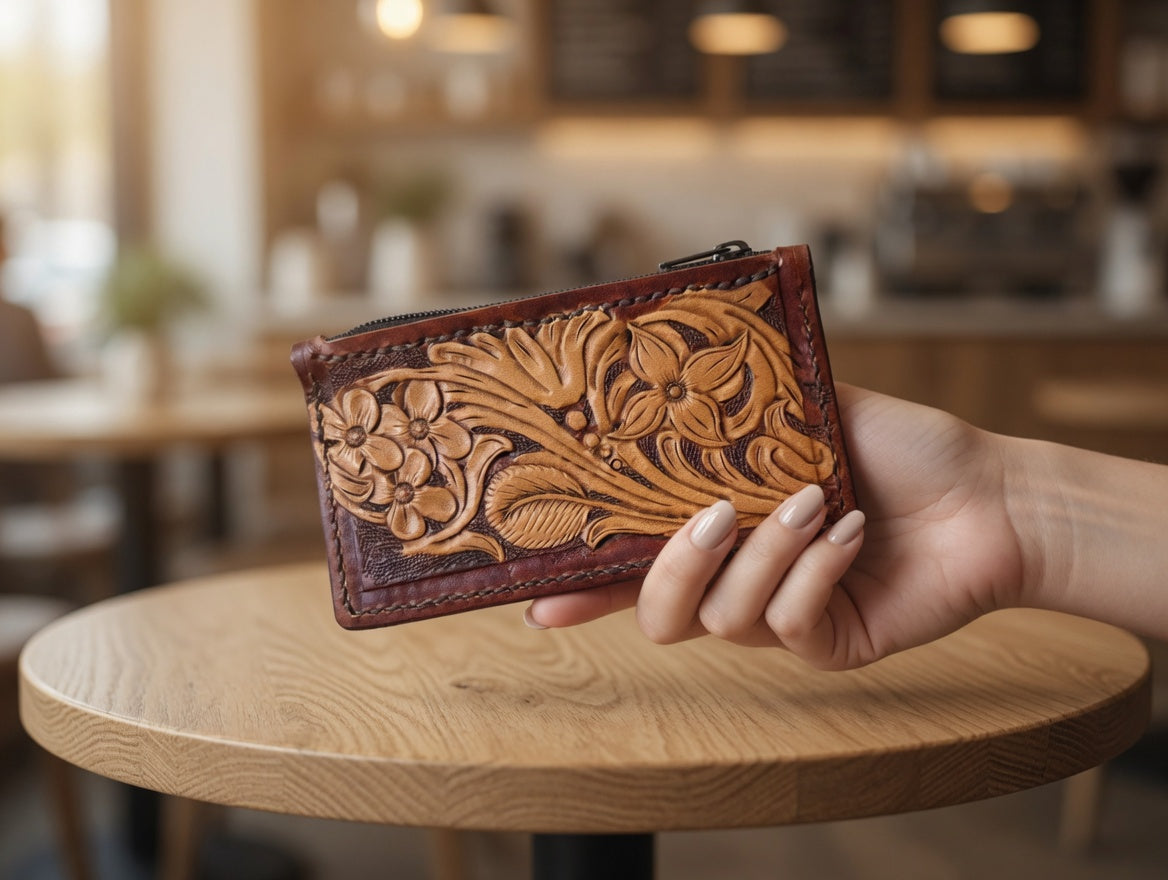 Women's Leather Wallet with Interlaced Pattern