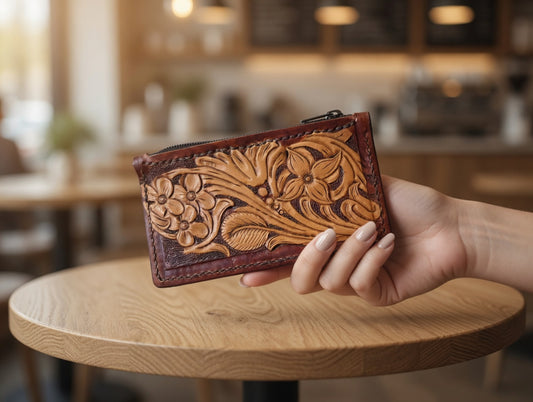 Women's Leather Wallet with Interlaced Pattern