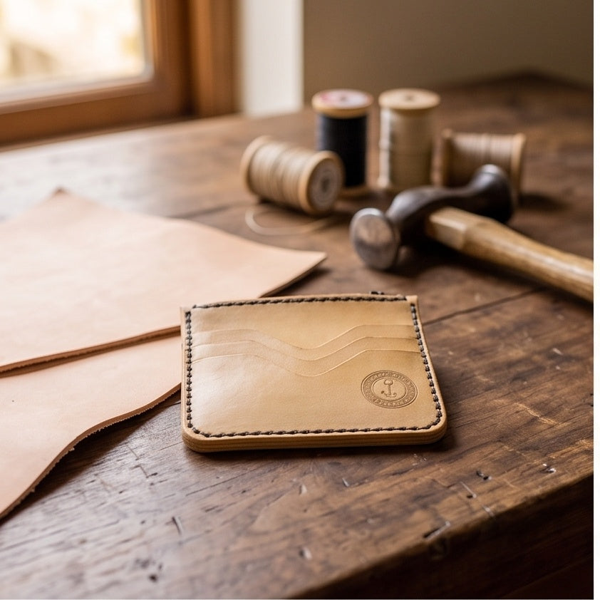 Carteira Slim de Couro Natural – 4 ou 6 Cartões | Feita à Mão